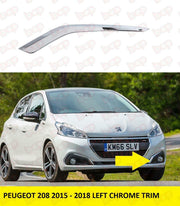 PEUGEOT 208 FRONT BUMPER CHROME TRIM LEFT GRILLE 1613502680 2015 - 2018