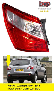 FOR NISSAN QASHQAI 2010 - 2014 REAR LIGHT TAIL LIGHT OUTER PASSENGER SIDE LED NEW