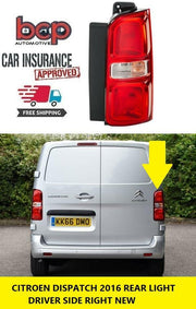 CITROEN DISPATCH 2016 ON REAR LIGHT LAMP RIGHT DRIVER SIDE NEW 9808243080