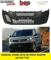 VAUXHALL VIVARO 2019 ON FRONT BUMPER BLACK NO FOG HOLES 1615649280