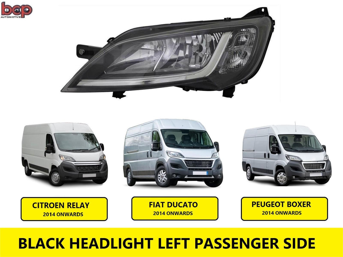 FIAT DUCATO HEADLIGHT BLACK 2014 ON HEADLAMP LEFT PASSENGERS HALOGEN NO LED