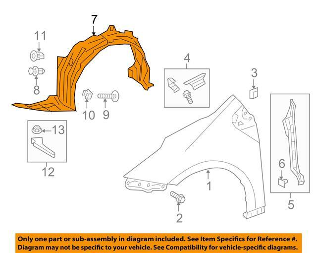 TOYOTA PRIUS 2016 - 2019 FRONT WHEEL ARCH SPLASH GUARD INNER ARCH TRIM RIGHT