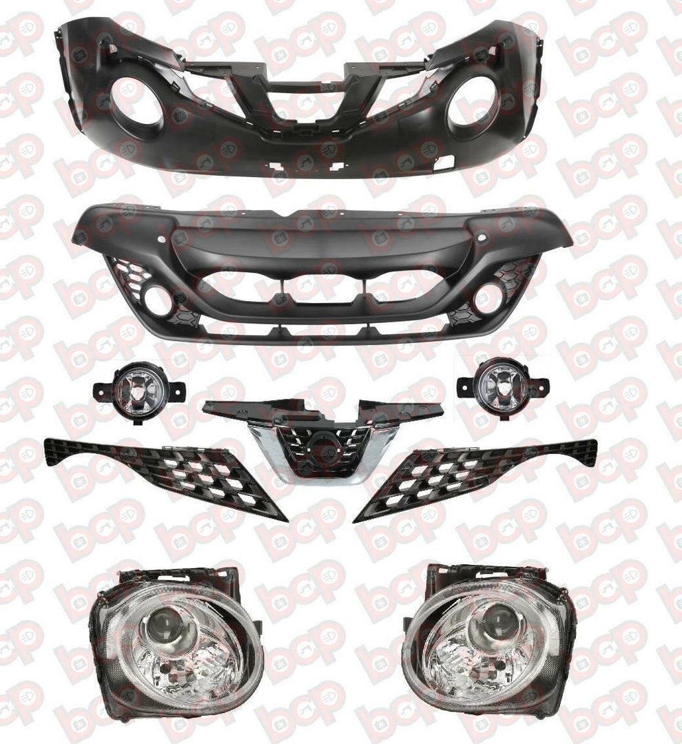 FOR NISSAN JUKE FRONT BUMPER AND LOWER BUMPER COMPLETE KIT WITH FOGS 2014 - 2019 NEW