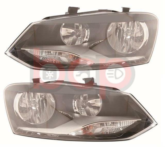 VOLKSWAGEN POLO 2009 - 2014 HEADLIGHT HEADLAMP TWIN REFLECTOR PAIR LEFT & RIGHT