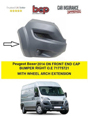 PEUGEOT BOXER 2014 ON FRONT END CAP BUMPER RIGHT TEXTURED NO FOG WITH WHEEL ARC