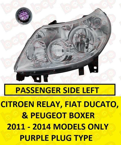 FIAT DUCATO 2011 – 2014 HEADLAMP LEFT PASSENGER SIDE PURPLE CONNECTOR