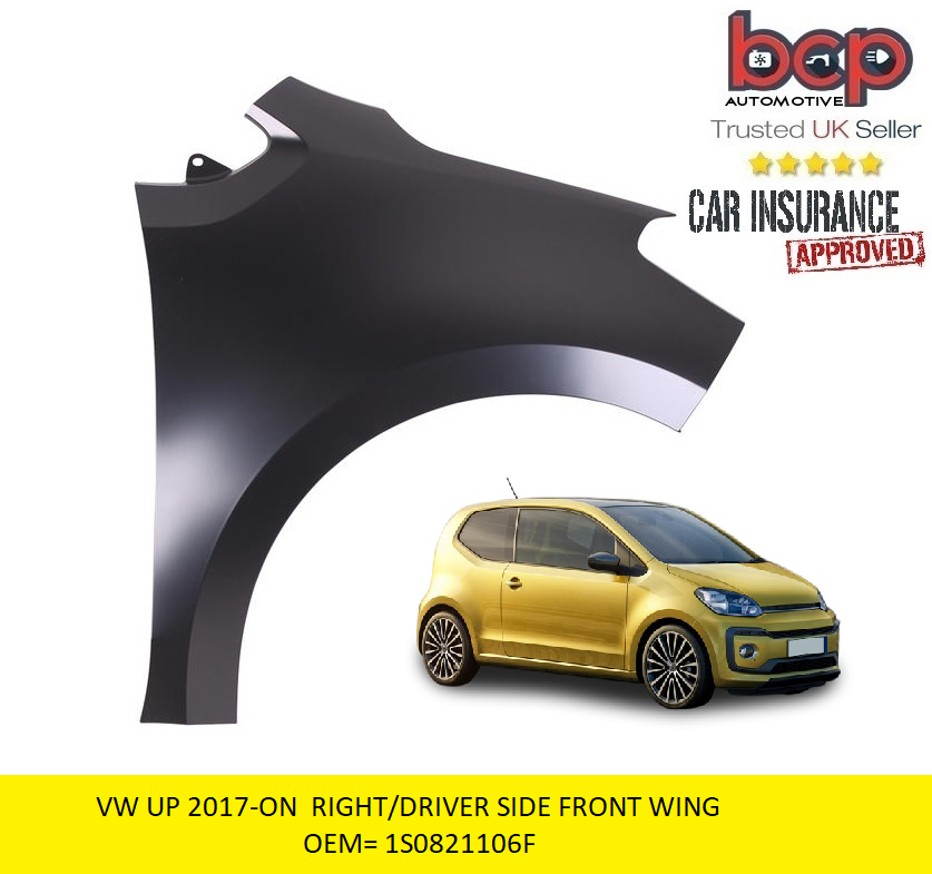 VW UP 2017 ON FRONT WING RIGHT DRIVER SIDE INSURANCE APPROVED 1S0821106F NEW