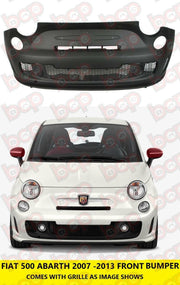FIAT 500 ABARTH FRONT BUMPER 2007 - 2013 WITH LOWER GRILLE SEE IMAGES PRIMED