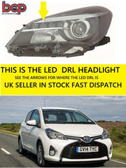 TOYOTA YARIS 2014 - 2018 HEADLIGHT HEADLAMP LEFT PASSENGER SIDE WITH LED DRL NEW