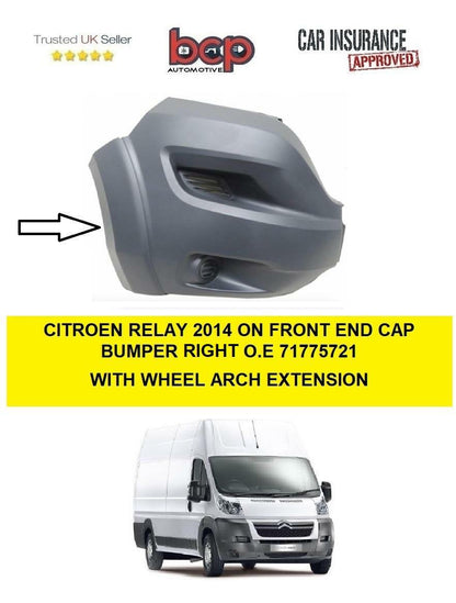 CITROEN RELAY 2014 ON FRONT END CAP BUMPER RIGHT TEXTURED WITH WHEEL ARCH
