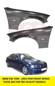 BMW E46 3 SERIES COUPE CONVERTIBLE 1998 -2003 FRONT WINGs PAIR LEFT & RIGHT NEW