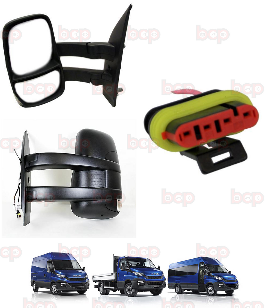 IVECO DAILY DOOR MIRROR 2014 – 2019 LONG ARM ELECTRIC PASSENGER SIDE BLACK