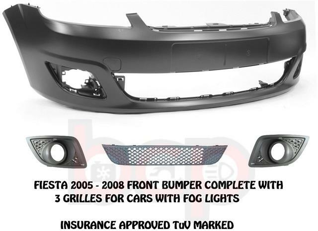 FORD FIESTA MK6 2005 - 2008 FRONT BUMPER KIT WITH GRILLES FOG TYPE NOT ST