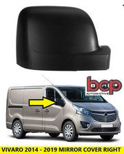 RENAULT TRAFIC 2014 ON DOOR WING MIRROR COVER BLACK DRIVER SIDE RIGHT CLIP ON