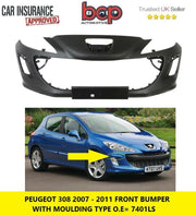 PEUGEOT 308 2007 - 2011 FRONT BUMPER MOULDING TYPE INSURANCE APPROVED NEW