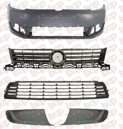 VW TOURAN FRONT BUMPER COMPLETE KIT PRIMED READY TO PAINT 2010 - 2015 NO FOG