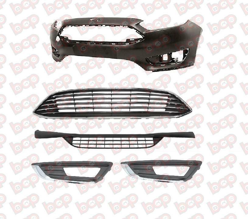 FORD FOCUS FRONT BUMPER 2015 - 2018 PRIMED COMPLETE KIT WITH GRILLES 1883977 NEW