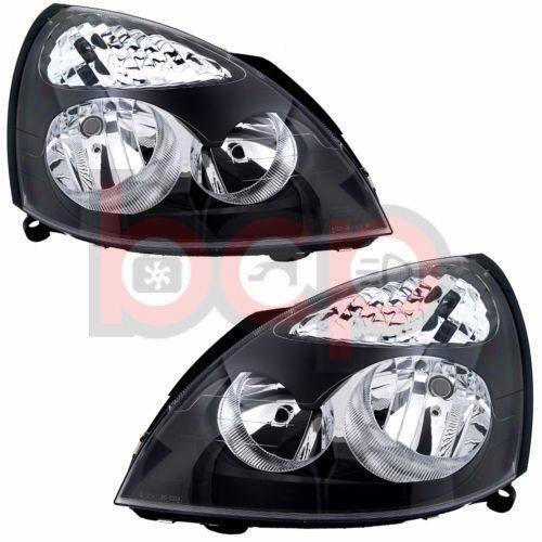 RENAULT CLIO 2001 - 2005 HEADLAMPS HEADLIGHTS PAIR RHS & LHS BLACK