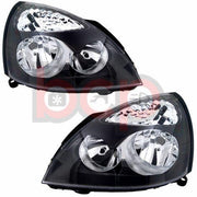 RENAULT CLIO 2001 - 2005 HEADLAMPS HEADLIGHTS PAIR RHS & LHS BLACK