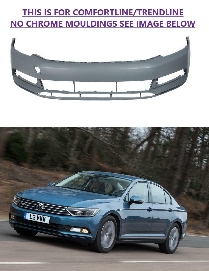 VW PASSAT 2015 – 2019 FRONT BUMPER NEW INSURANCE APPROVED HIGH QUALITY NO CHORME