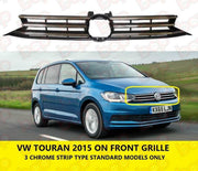 VW TOURAN 2015 - 2021 GRILLE FRONT BUMPER MAIN RADIATOR WITH CHROME 2K5853653B