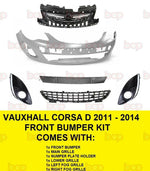 Load image into Gallery viewer, VAUXHALL CORSA D FRONT BUMPER 2011 - 2015 KIT COMPLETE WITH ALL GRILLES NEW