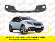 PEUGEOT 2008 FRONT BUMPER LOWER SECTION 2013 - 2016 WITH FOG HOLES 9802520680