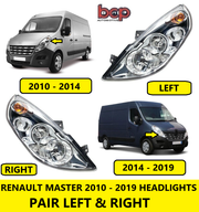RENAULT MASTER HEADLIGHTS HEADLAMPS 2010 - 2019 PAIR LEFT AND RIGHT BOTH SIDE