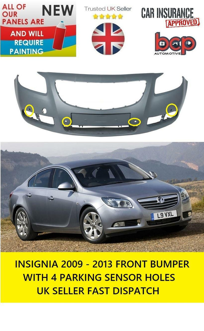 VAUXHALL INSIGNIA 2009 -2013 FRONT BUMPER PRIMED WITH 4 PDC HOLES  ONLY NEW