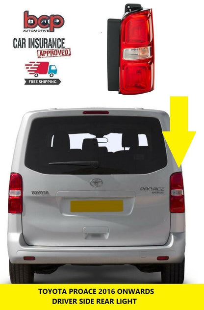 TOYOTA PROACE 2016 ON REAR LIGHT LAMP RIGHT DRIVER SIDE NEW 9808243080
