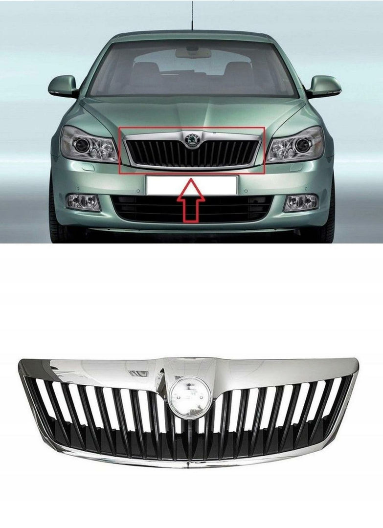 SKODA OCTAVIA 2009-2013 MAIN GRILLE COMPLETE FRONT WITH CHROME MOULDING NEW