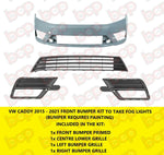 Load image into Gallery viewer, VW CADDY 2015 - 2021 FRONT BUMPER PRIMED WITH LOWER GRILLES WITH FOG HOLES NEW