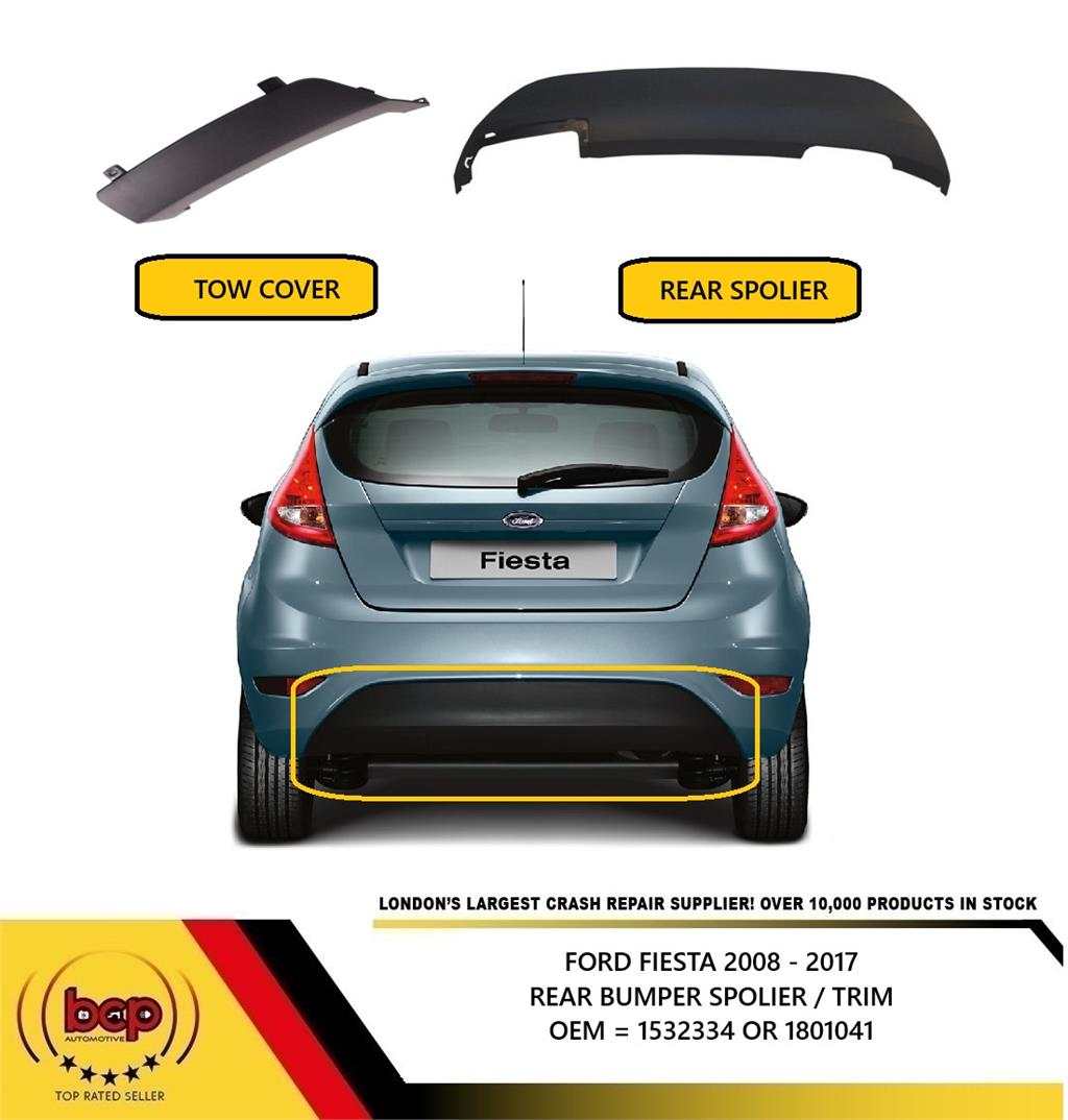 FORD FIESTA MK7 2008 - 2016 REAR BUMPER SPOILER DIFFUSER & TOW COVER COMPLETE