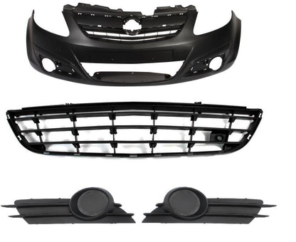 VAUXHALL CORSA D 2007 - 2011 FRONT BUMPER COMPLETE WITH GRILLES NO FOG PRIMED