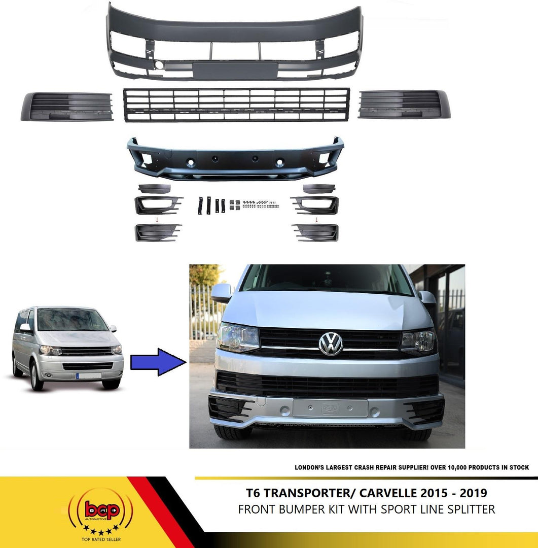 VW TRANSPORTER T6 FRONT BUMPER KIT 2015 - 2020 SPORTLINE SPLITTER SPOLIER