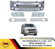 VW TRANSPORTER T5.1 2010 - 2015 FRONT BUMPER PRIMED COMPLETE GRILLES TRIMS FOG