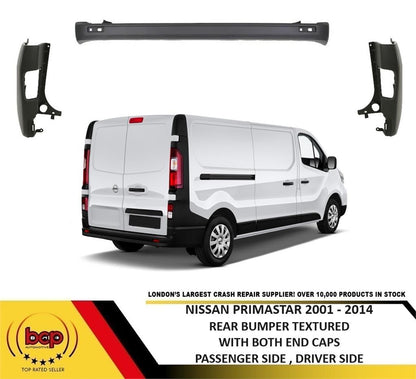 NISSAN PRIMASTAR 2001 - 2014 REAR BUMPER COMPLETE ALL 3 SECTIONS READY TO FIT