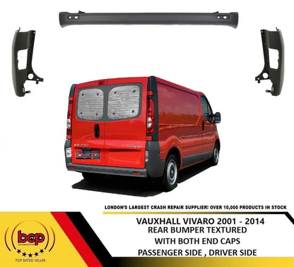 VAUXHALL VIVARO 2001 - 2014 REAR BUMPER COMPLETE ALL 3 SECTIONS INSURANCE APPROV