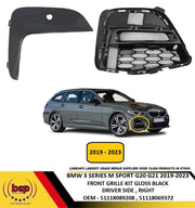 BMW 3 SERIES M SPORT G20 G21 2019 – 2023 FRONT FOG GRILLE KIT GLOSS BLACK RIGHT