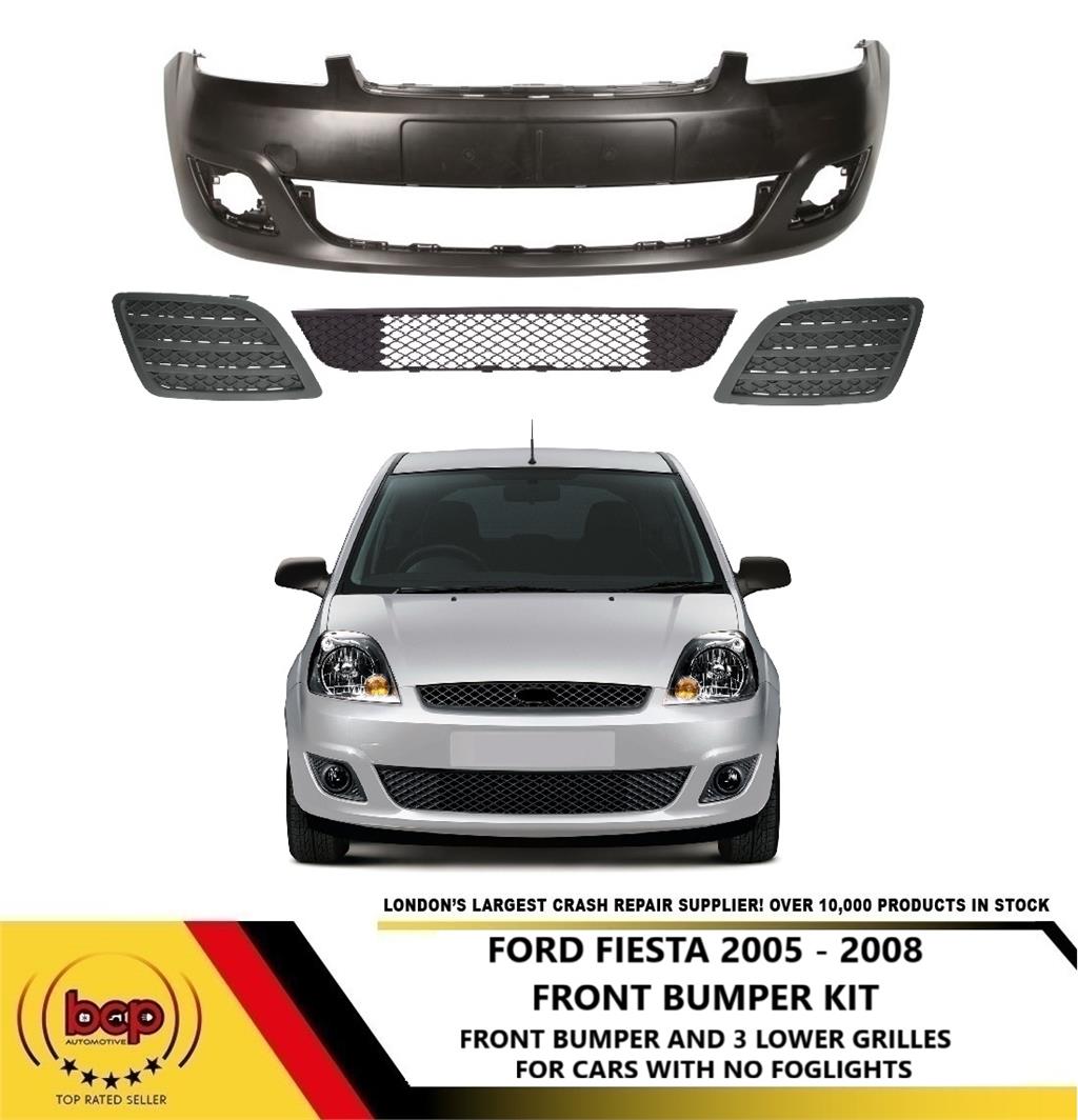 FORD FIESTA MK6 2005 - 2008 FRONT BUMPER KIT WITH GRILLES NOT ST OR ZETEC S