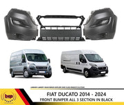 FIAT DUCATO 2014 - 2024 FRONT BUMPER CENTRE LEFT RIGHT ALL 3 SECTIONS BLACK