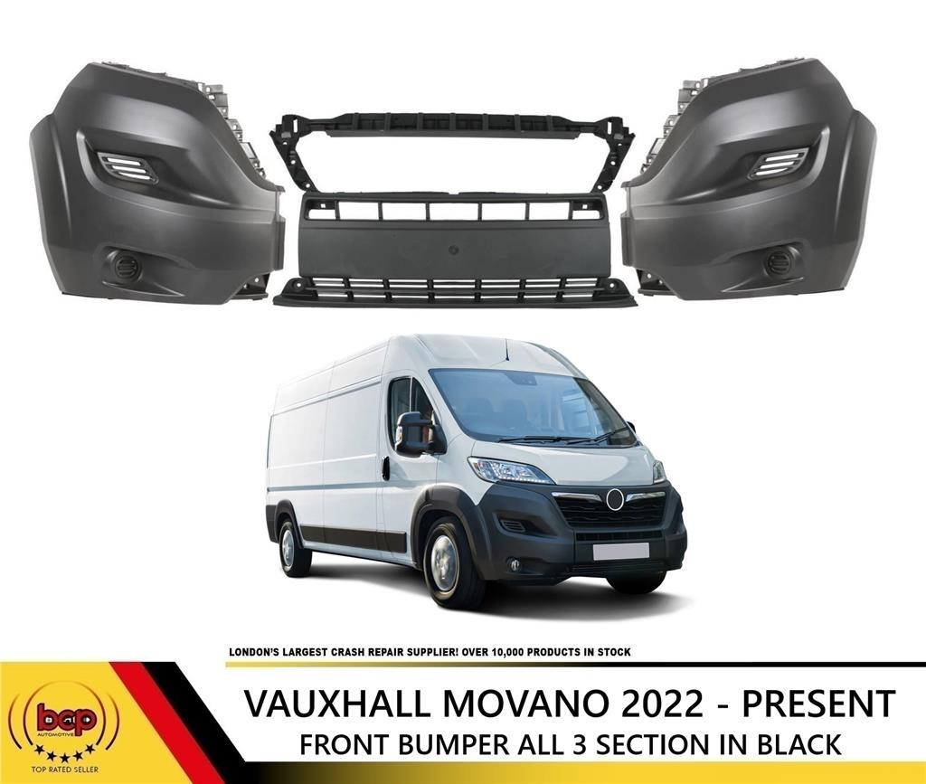 VAUXHALL MOVANO 2022 ON  FRONT BUMPER CENTRE LEFT RIGHT ALL 3 SECTIONS BLACK