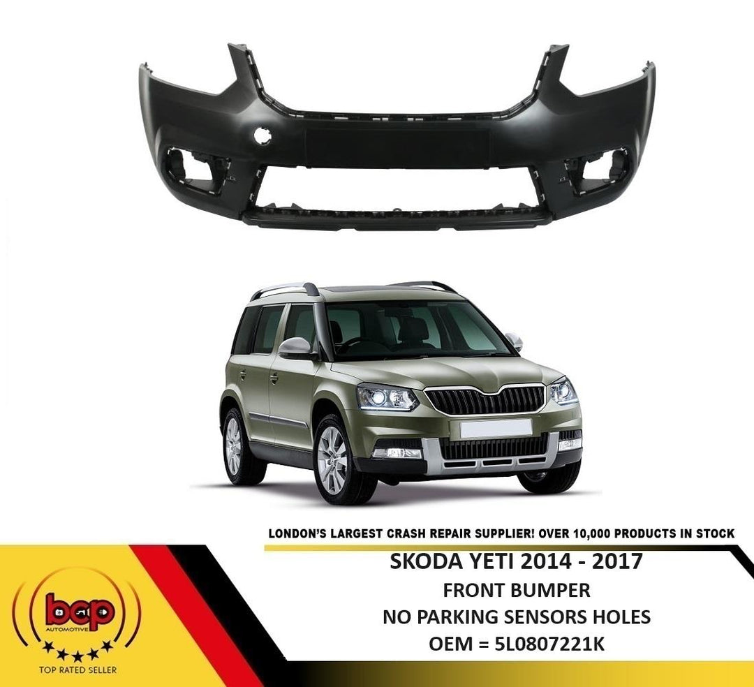 SKODA YETI 2014 - 2018 FRONT BUMPER NO PARKING SENSORS OR WASHER JET HOLES