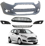 Load image into Gallery viewer, FORD FIESTA 2013 - 2017 FRONT BUMPER PRIMET  KIT WITH GRILLES COMPLETE NEW
