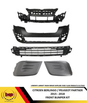 CITROEN BERLINGO FRONT BUMPER COMPLETE KIT 2015 - 2018 NEW TEXTURED 1613563580