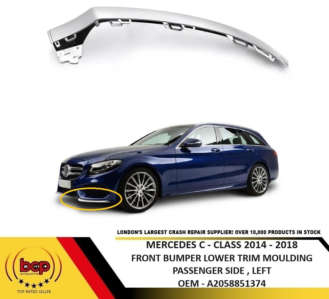 MERCEDES C CLASS W205 2014 - 2018 FRONT BUMPER LOWER CHROME TRIM MOULDING  LEFT