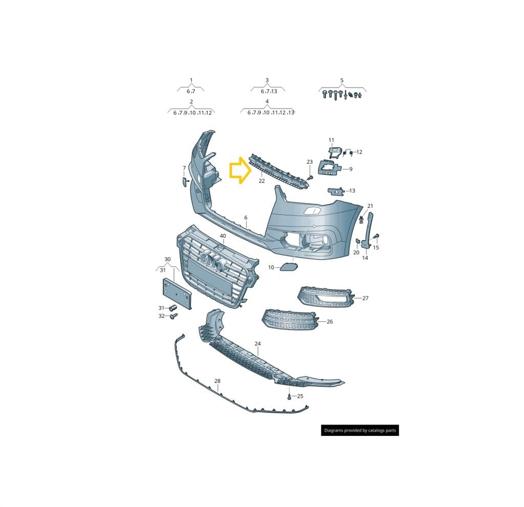 AUDI A1 2015 – 2018 FRONT BUMPER LOWER CENTRE GRILLE TRIM TEXTURED BLACK