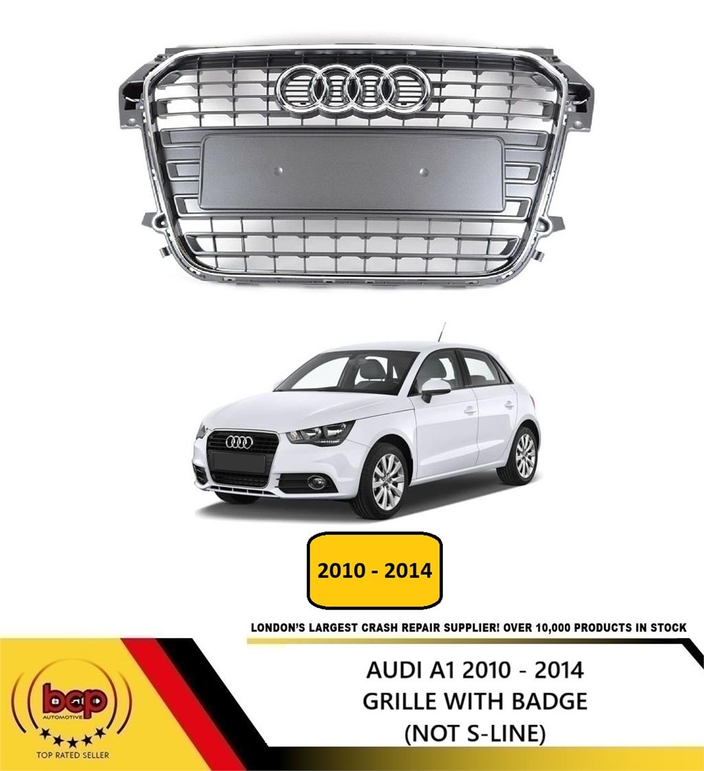 AUDI A1 2010 - 2014 GRILLE STONE GREY FRONT BUMPER CENTRE WITH BADGE not sline