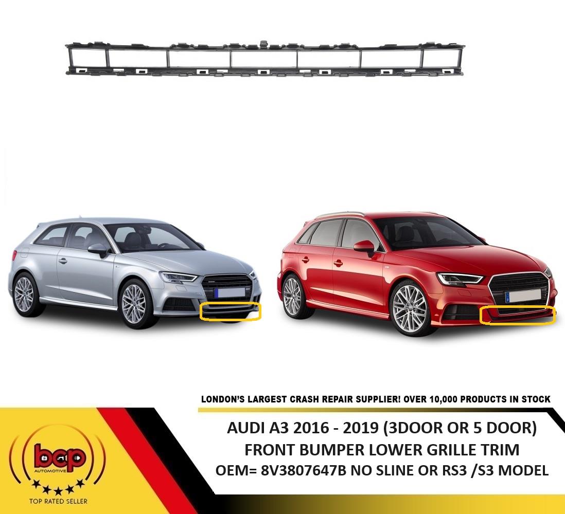 AUDI A3 2016 – 2019FRONT BUMPER CENTRE LOWER GRILLE NOT FOR SLINE S3 OR RS3