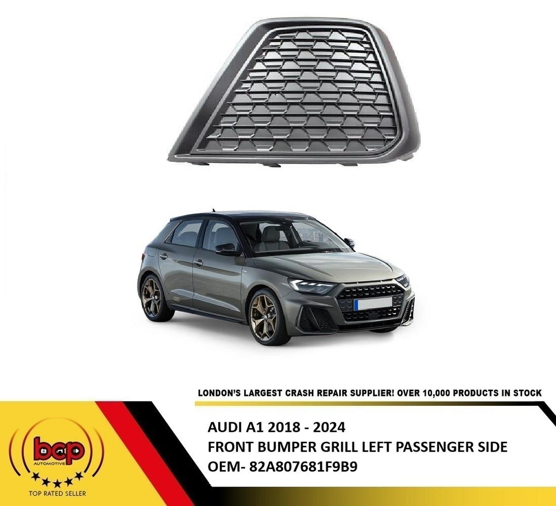 AUDI A1 2018 -2024 FRONT BUMPER LOWER LEFT GRILLE NO FOG PASSENGER SIDE